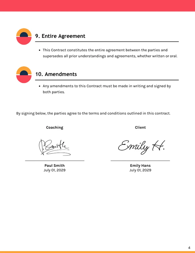 Coaching Contract Template - page 4