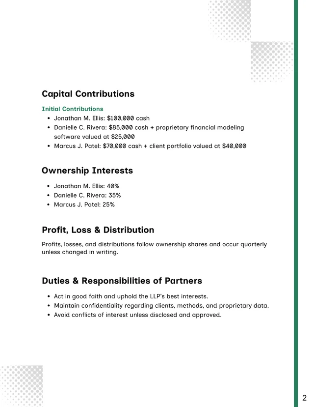 Limited Liability Partnership Agreement Template - Pagina 2