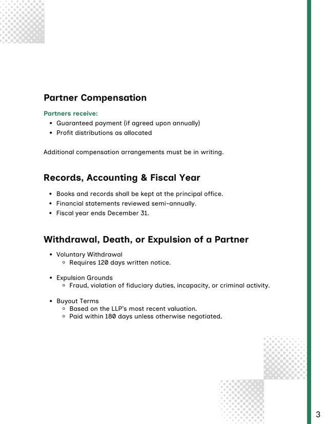 Limited Liability Partnership Agreement Template - Pagina 3