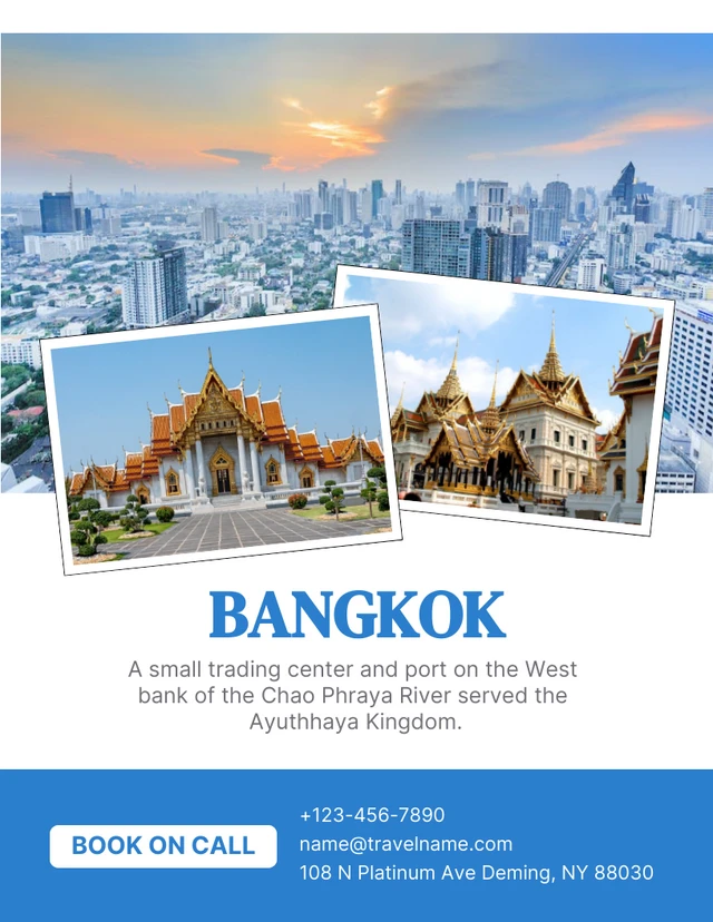 White Modern Photo Collage Bangkok Travel Poster Template