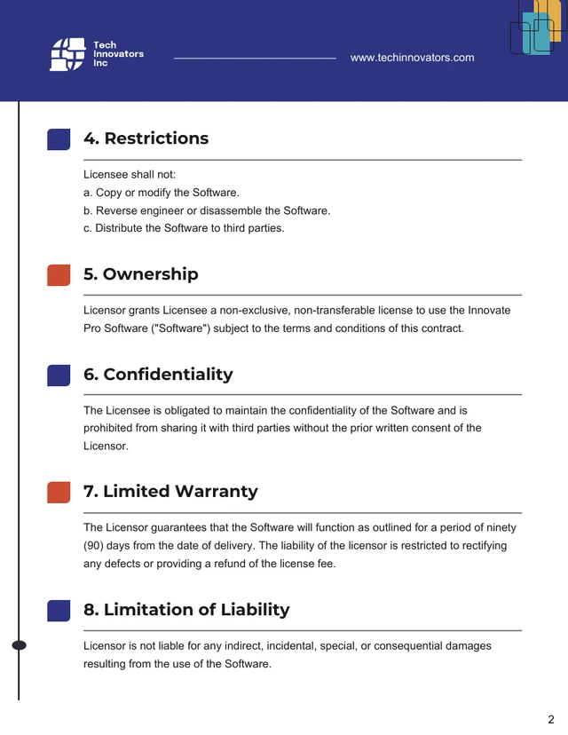 Software License Contract Template - صفحة 2