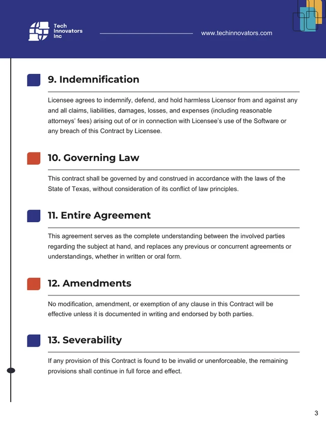 Software License Contract Template - صفحة 3