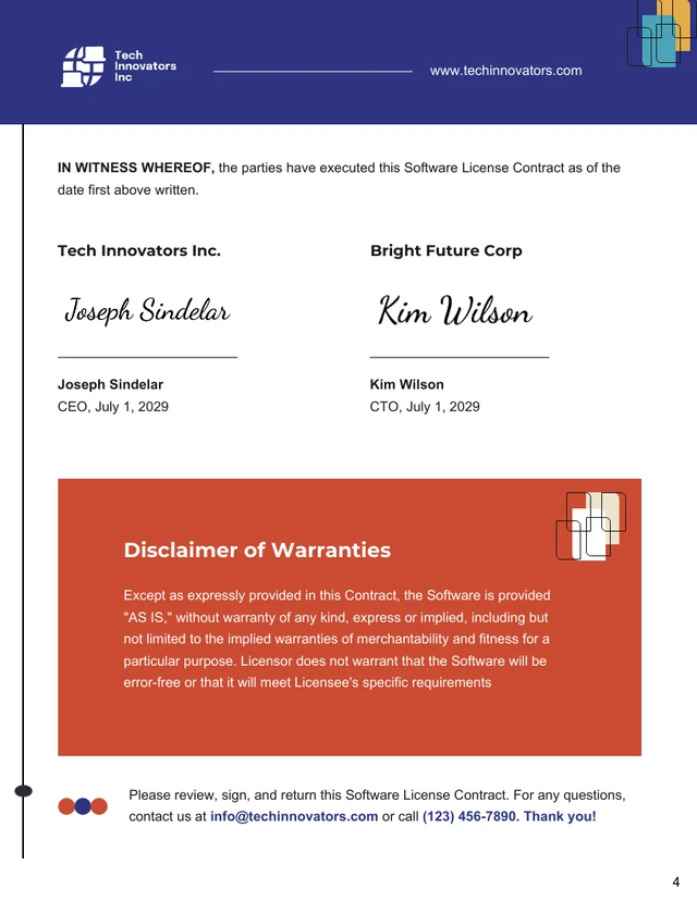 Software License Contract Template - صفحة 4