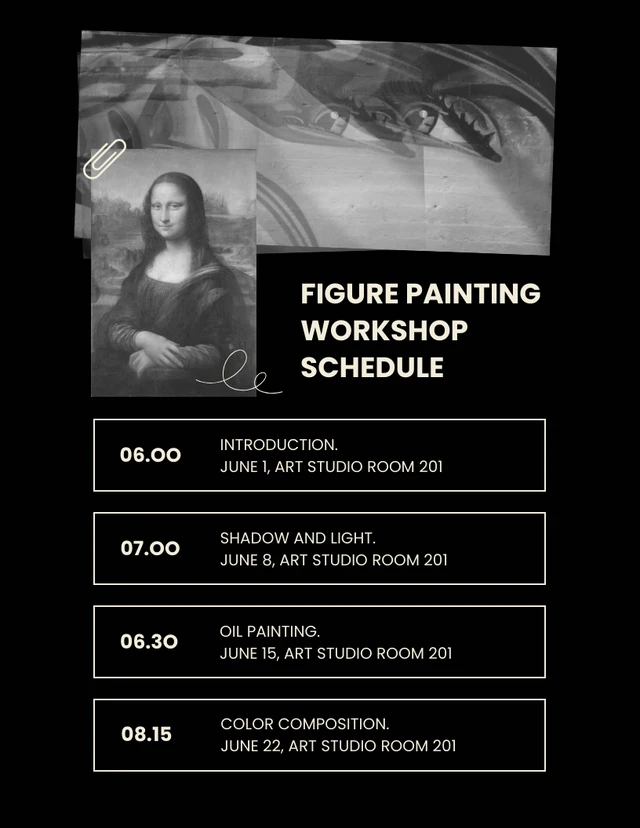 Black and Cream Figure Painting Workshop Schedule Template