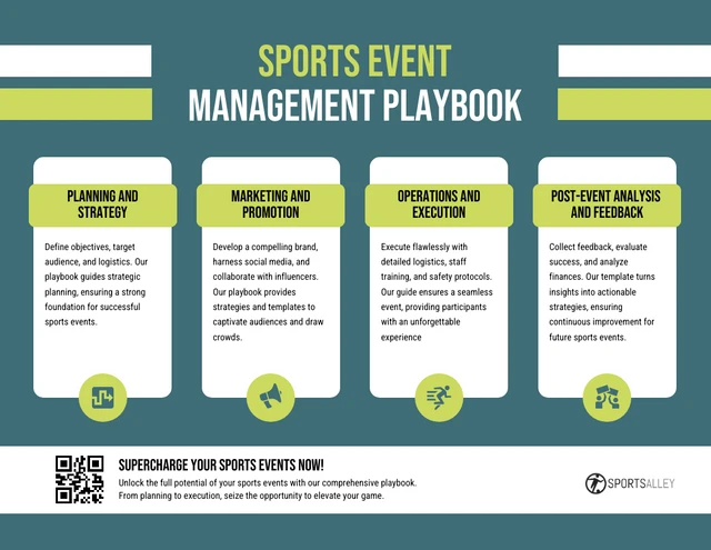 Plantilla de guía infográfica sobre gestión de eventos deportivos