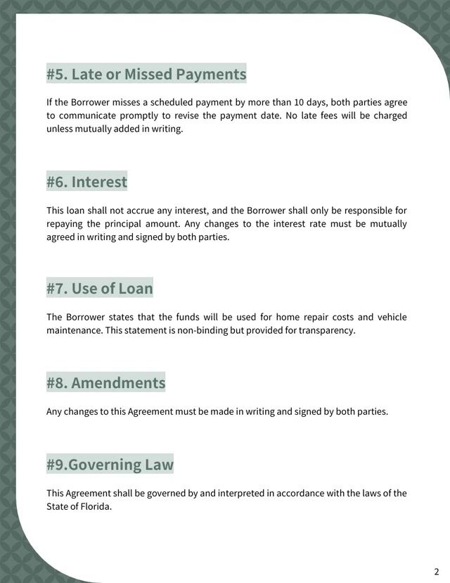 Loan Contract Between Friends Template - Página 2