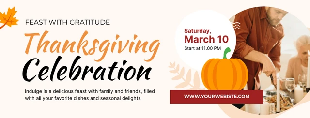 Cream Orange Thanksgiving Celebration Banner