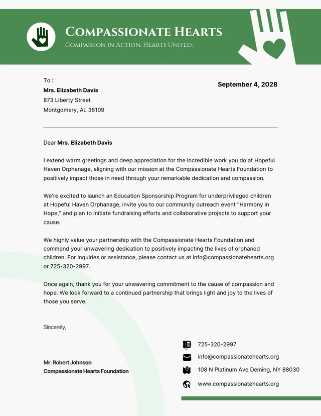Simple Green Charity Letterhead Template