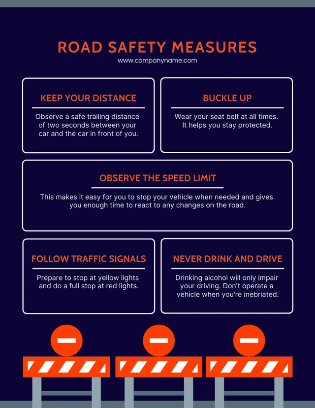Navy And Orange Simple Road Safety Poster Template