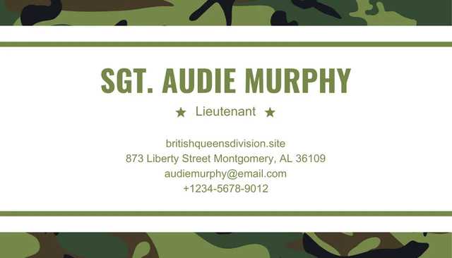 White And Green Professional Pattern Military Business Card - Page 2