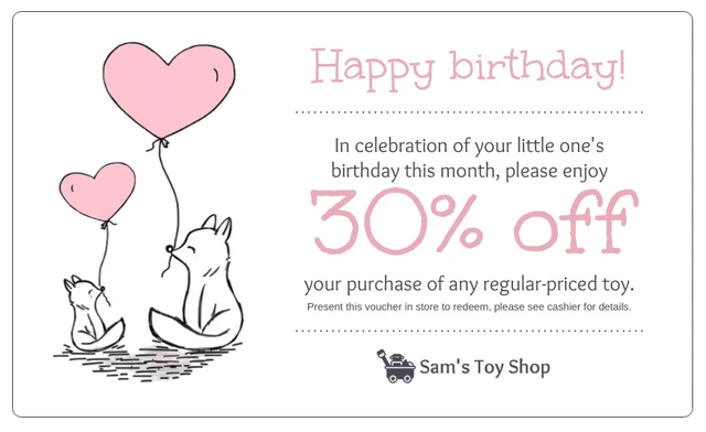 Birthday Voucher Toy Coupon
