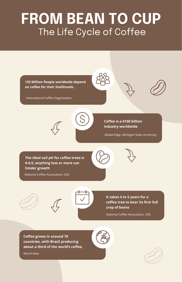 Creamy Brown Coffee Infographic Template