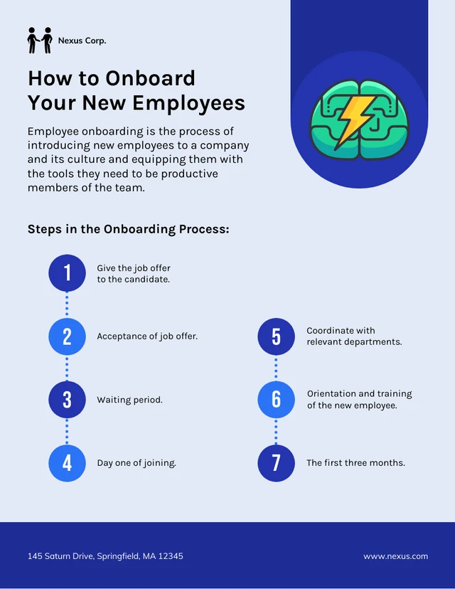 Blue New Employee Onboarding Checklist Template - Page 1