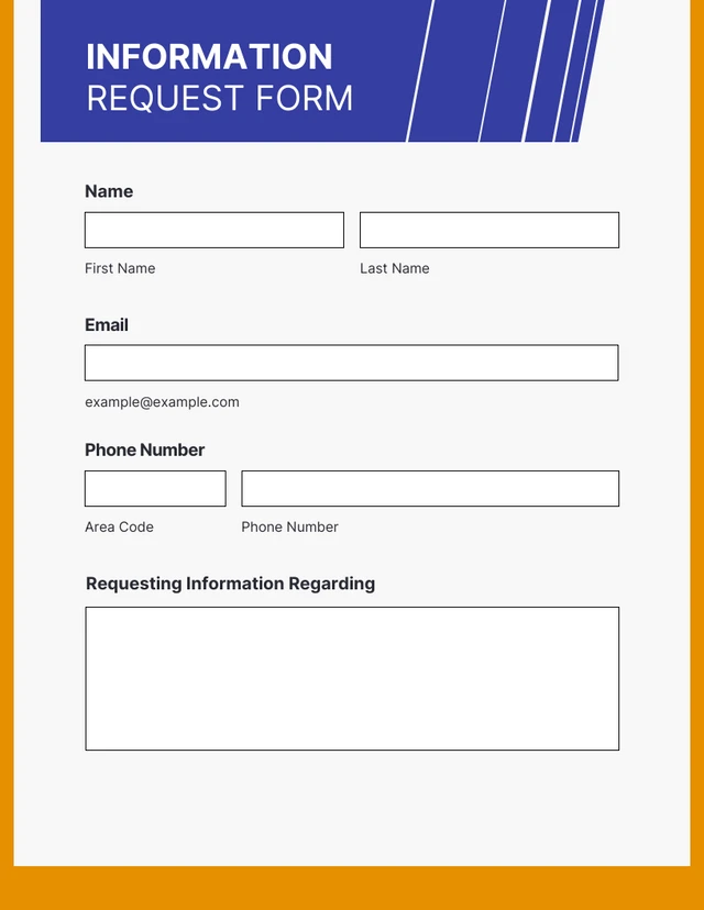 Simple Orange and Blue Information Request Forms Template