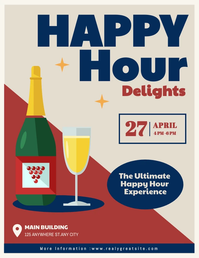 Purple And Green Happy Hours Invitaion Template