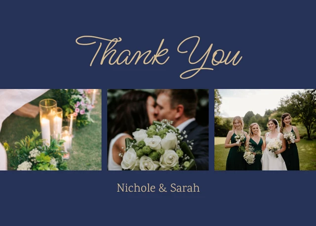 Navy And Gold Elegant Wedding Thank You Postcard - Page 1