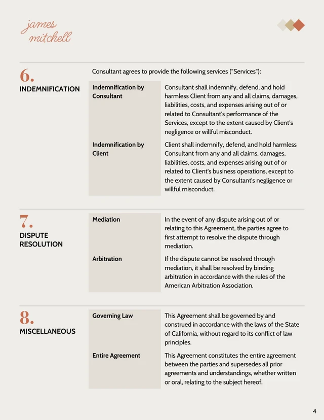 Restaurant Consulting Contract Template - Pagina 4