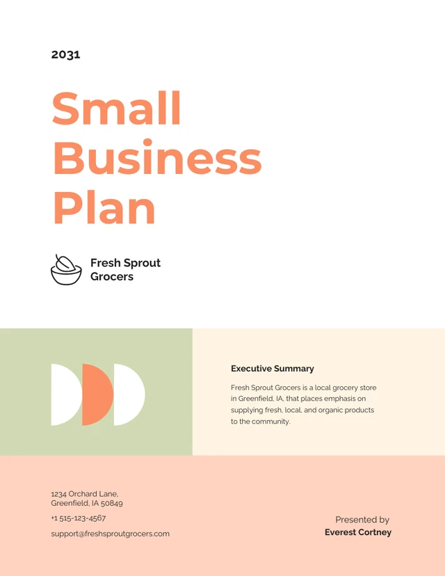 Pastel Summer Color Small Business Plan - Page 1