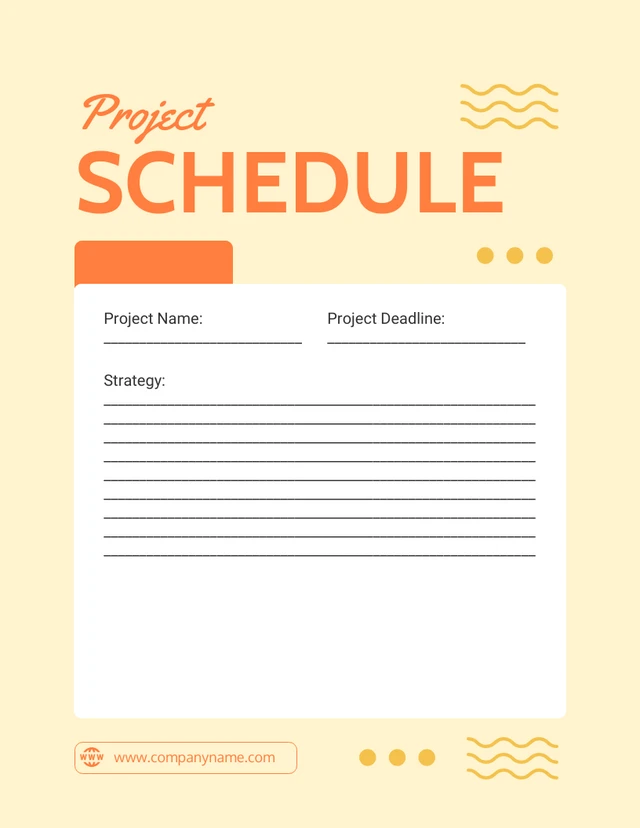 Light Yellow And Orange Minimalist Project Schedule Template