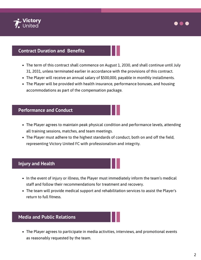 Player Contract Template - page 2