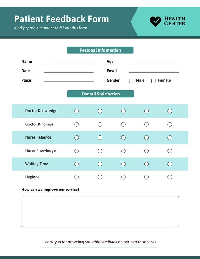 Simple Emerald Green Feedback Forms Template