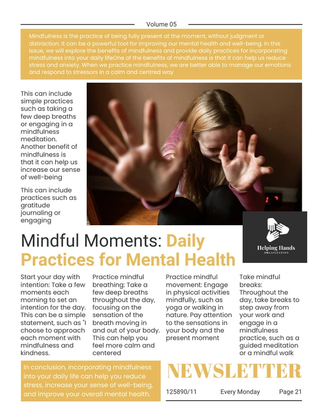 Black And Yellow Daily Practices for Mental Health Newsletter