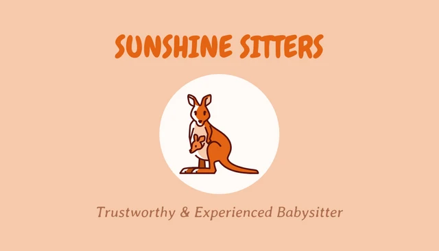 Cream Orange Simple Minimalist Cute Babysitting Business Card - Page 1