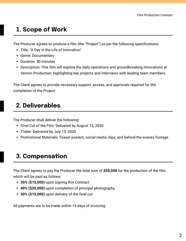 Film Production Contract Template - Page 2