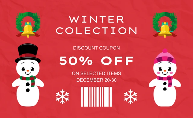 Red Modern Texture Christmas Winter Coupons Template