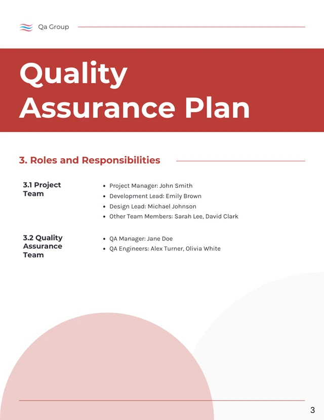 Minimalist Clean White and Red Quality Assurance Plan - page 3