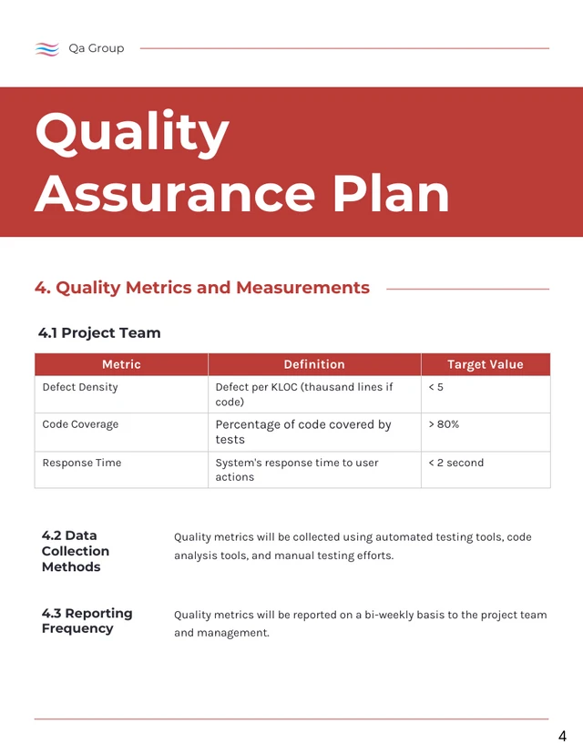 Minimalist Clean White and Red Quality Assurance Plan - Page 4