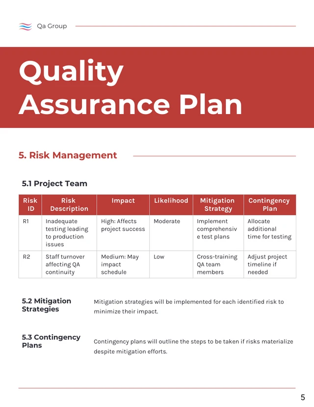 Minimalist Clean White and Red Quality Assurance Plan - page 5