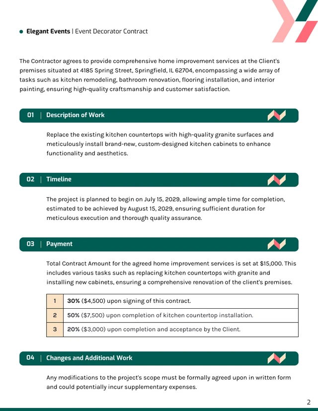 Home Improvement Contract Template - Seite 2