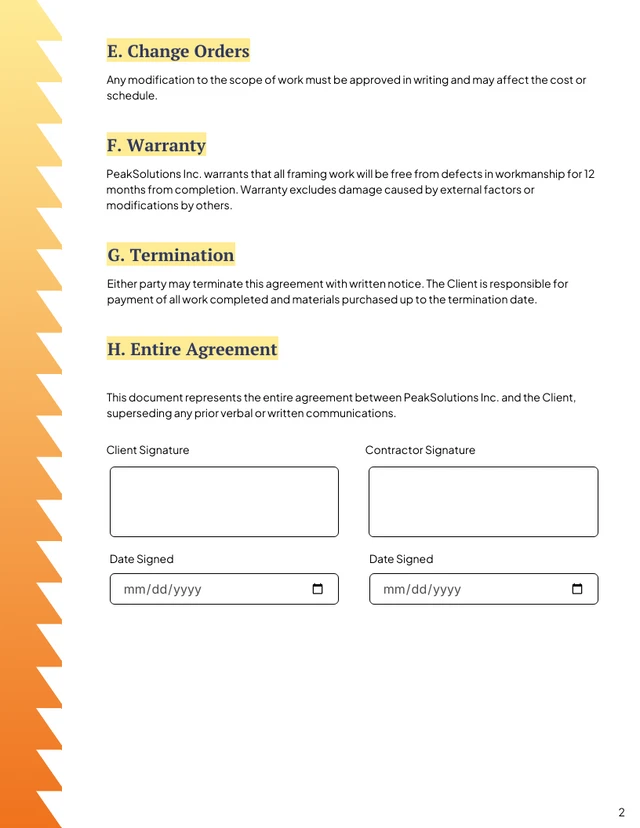 Framing Contract Template - صفحة 2