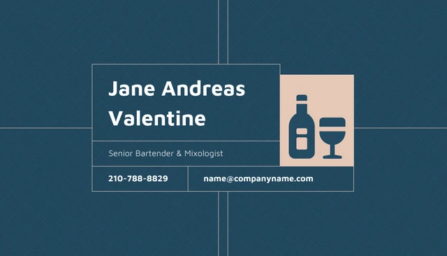 Grid Green Bartender Business Card - Page 2