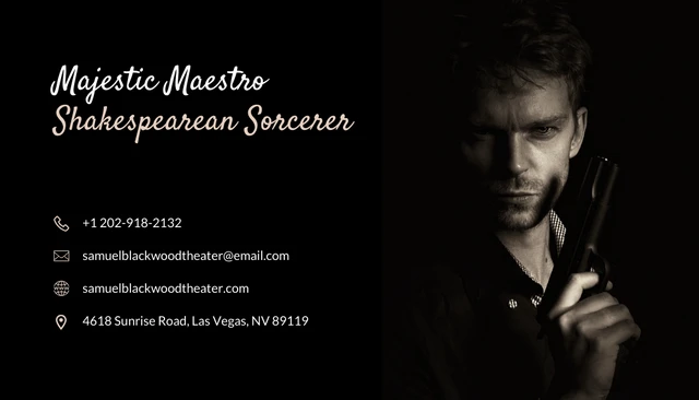 Black Simple Professional Actor Business Card - Page 2