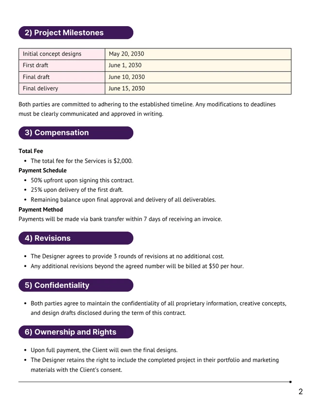 Music Graphic Design Contract Template PDF - Página 2