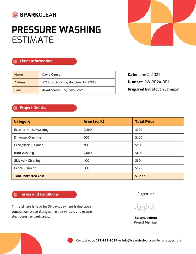 Modèle d’estimation de lavage sous pression