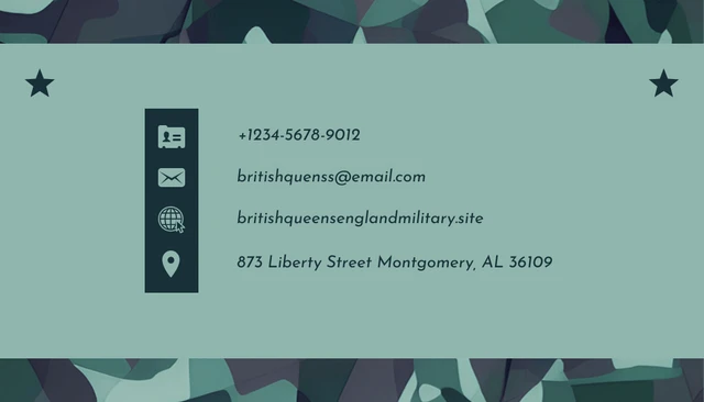 Light Green Minimalist Military Business Card - page 2