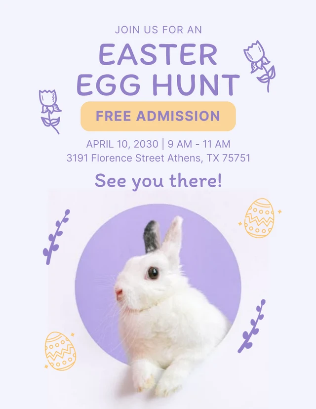 Lilac And Yellow Simple Easter Egg Hunt Poster Template