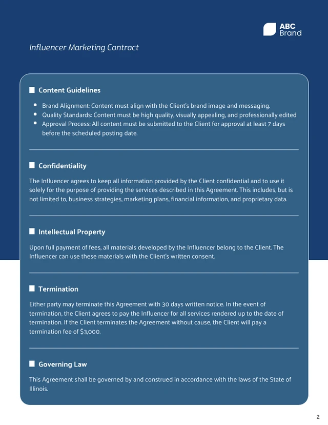 Influencer Marketing Contract Template - page 2