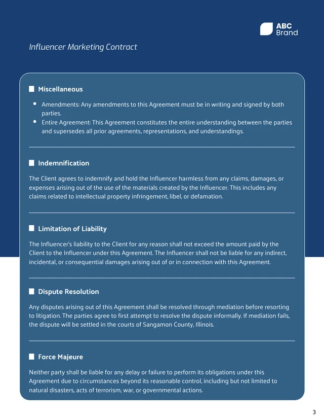 Influencer Marketing Contract Template - صفحة 3