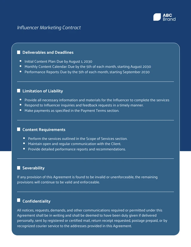 Influencer Marketing Contract Template - page 4