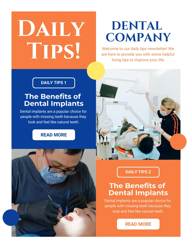 Blue And Orange  Modern Playful Dental Email Newsletter