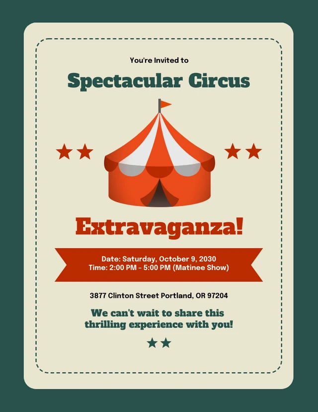 Red And Green Circus Invitation Template