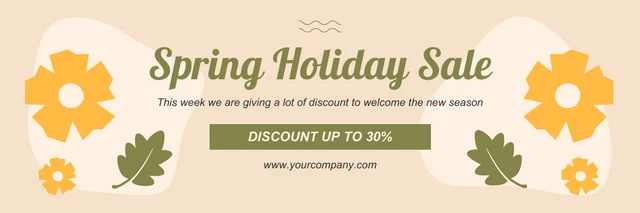 Beige And Green Cheerful Illustration Spring Holiday Banner Template