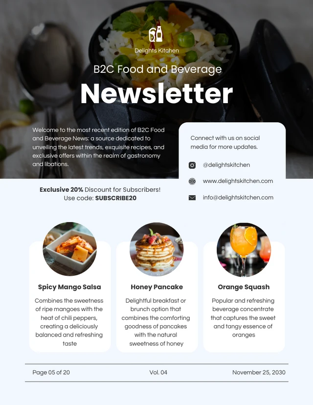 B2C Food and Beverage Newsletter Template