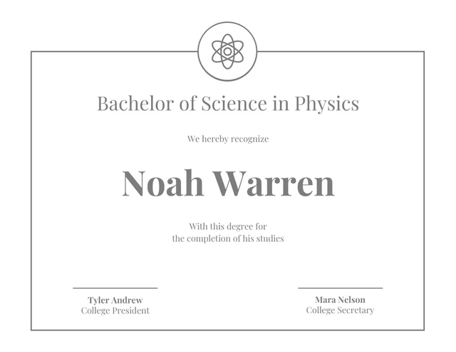 Minimal Gray Certificate of Completion