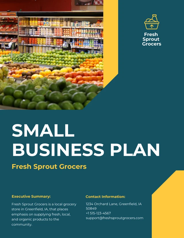 Blue And Yellow Small Business Plan - Page 1