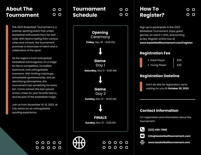 Basketball Tournament Event Trifold Brochure - Page 2